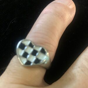 Checkered Heart Ring Bogo